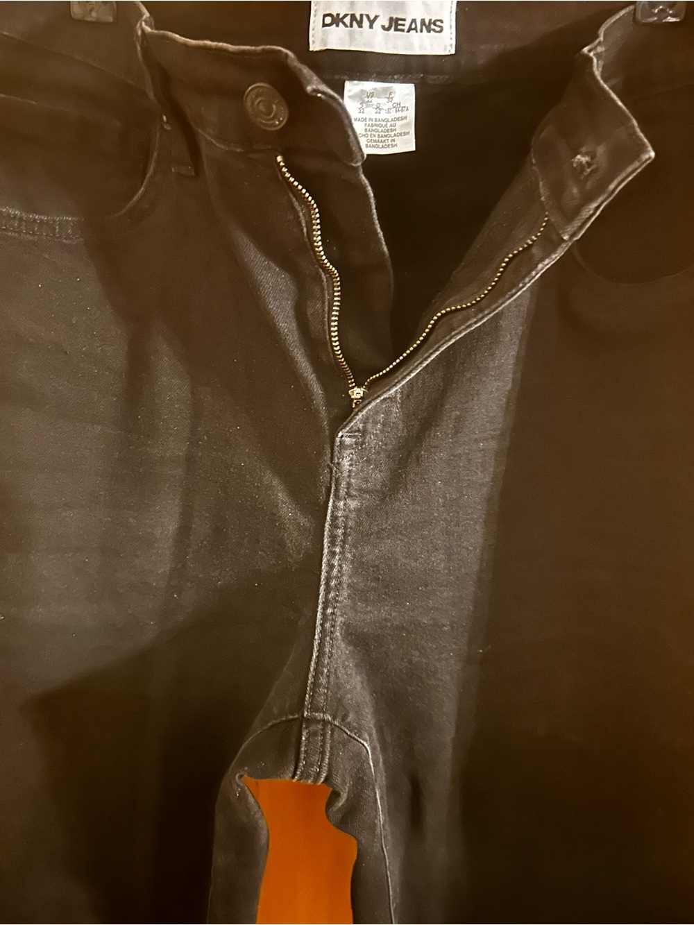 DKNY Black High-Rise Women's Jeans with Branded Waist Label